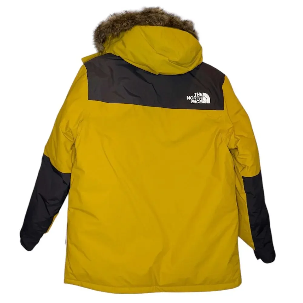 North Face Men’s McMurdo Parka Winter Jacket Marigold Yellow Down Faux Fur M NEW